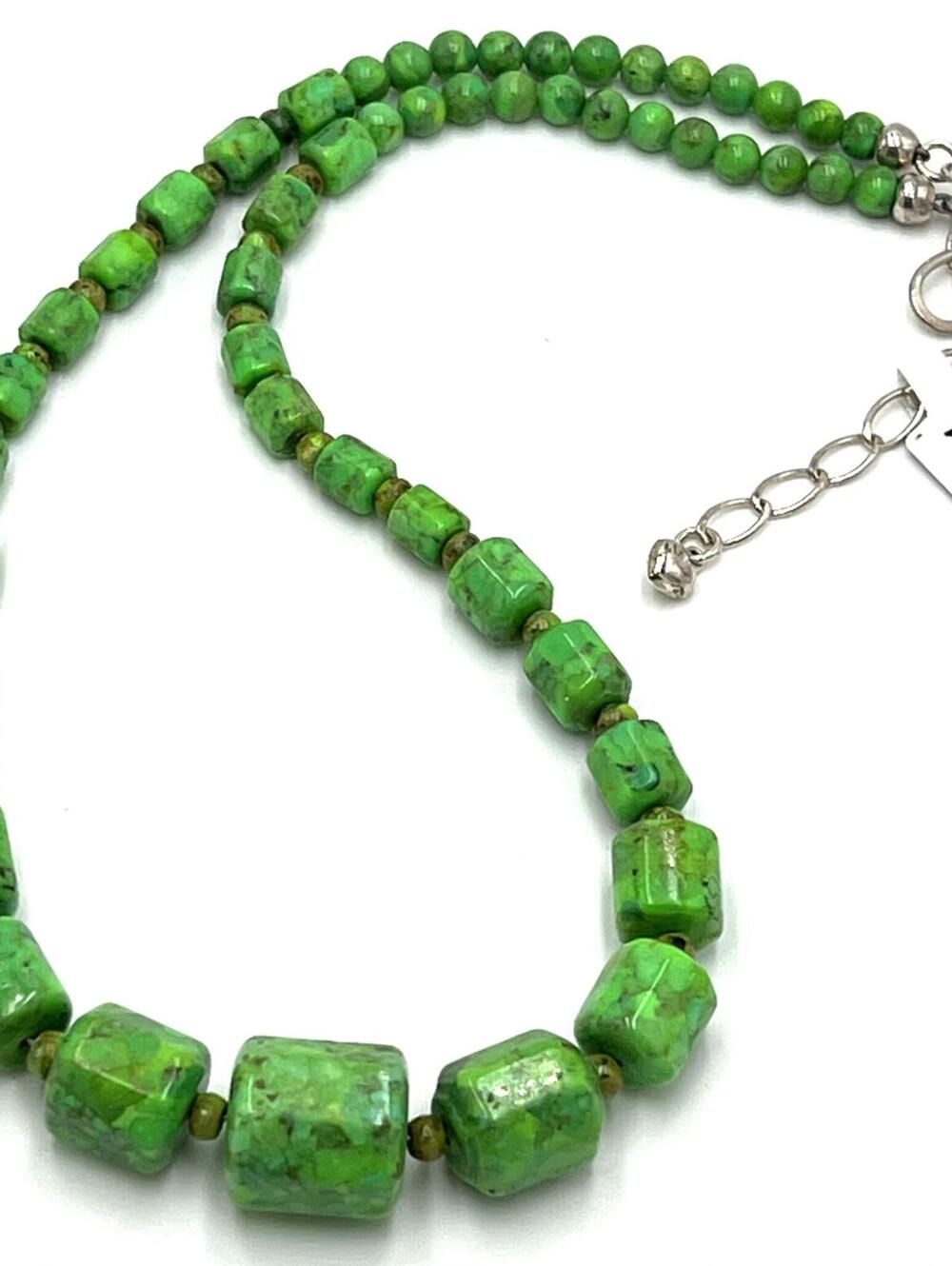 Jay King Sterling Silver Green Turquoise Beaded Necklace